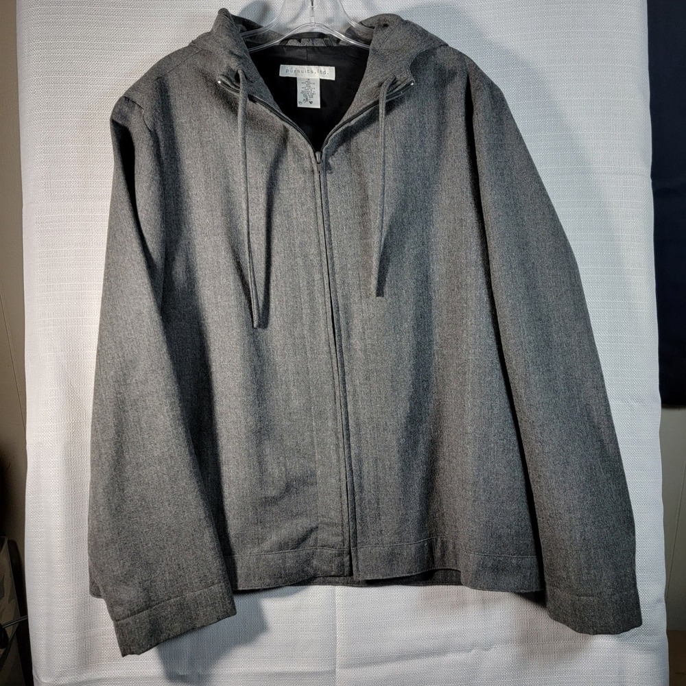 Pursuits, Ltd. Vintage 100% Worsted Wool Zip-Up Hooded Jacket Size 14